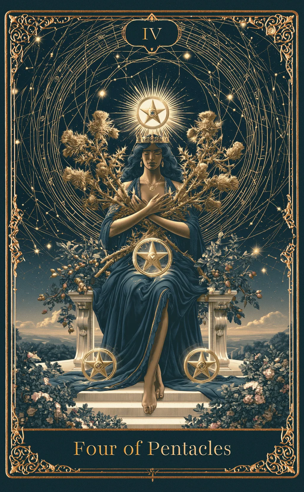 FOUR OF PENTACLES — PENTACLES