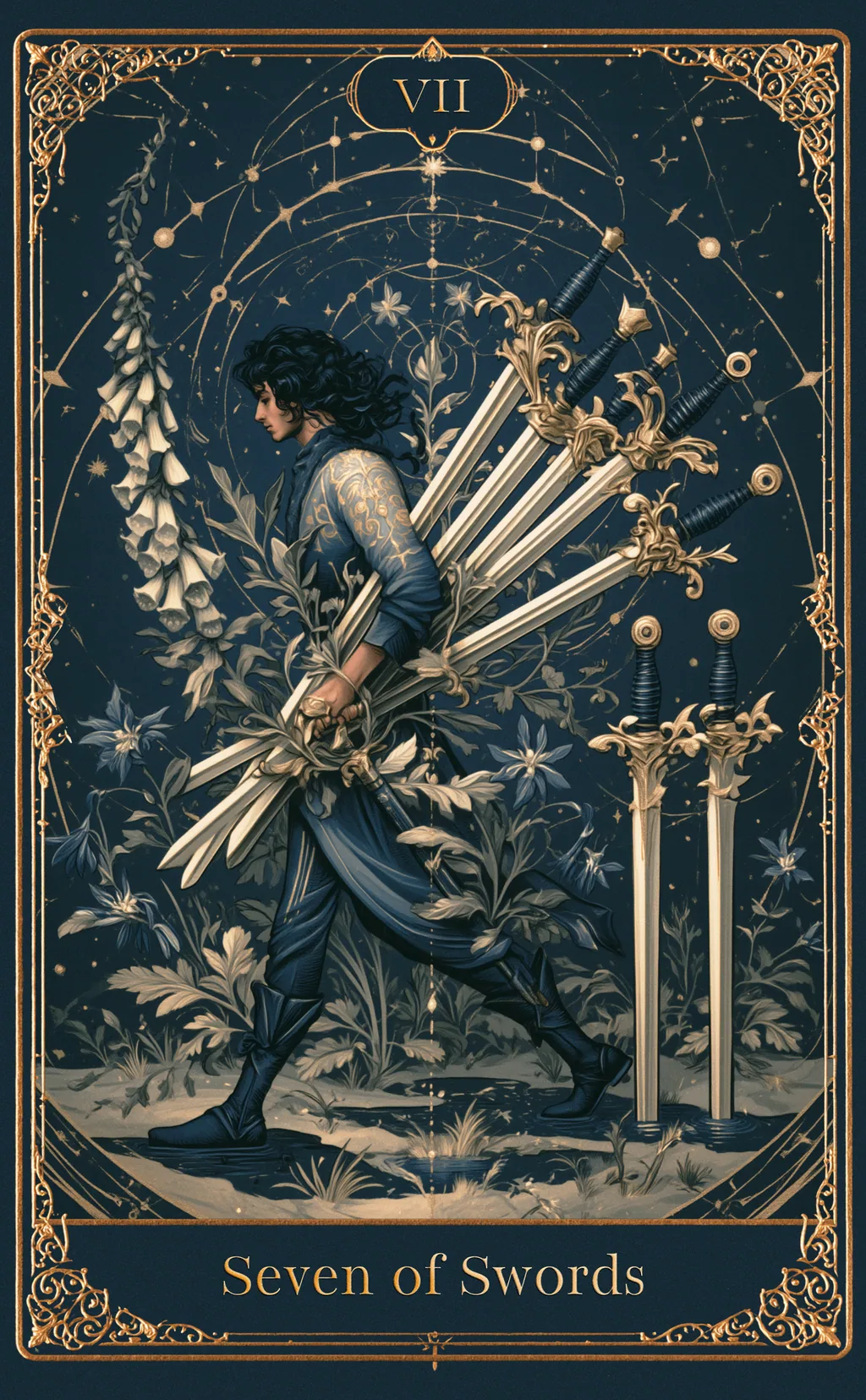 SEVEN OF SWORDS — SWORDS