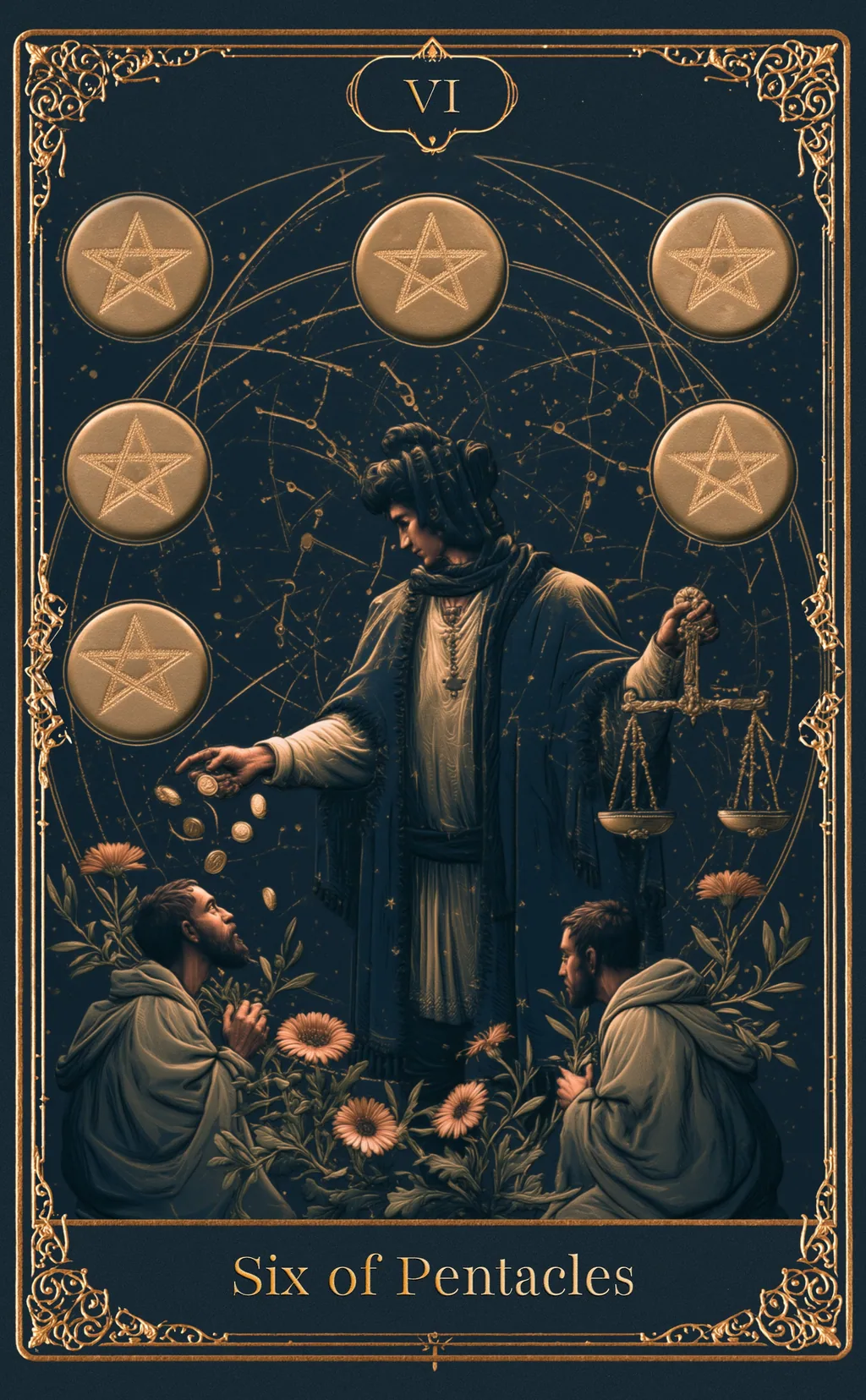 SIX OF PENTACLES — PENTACLES
